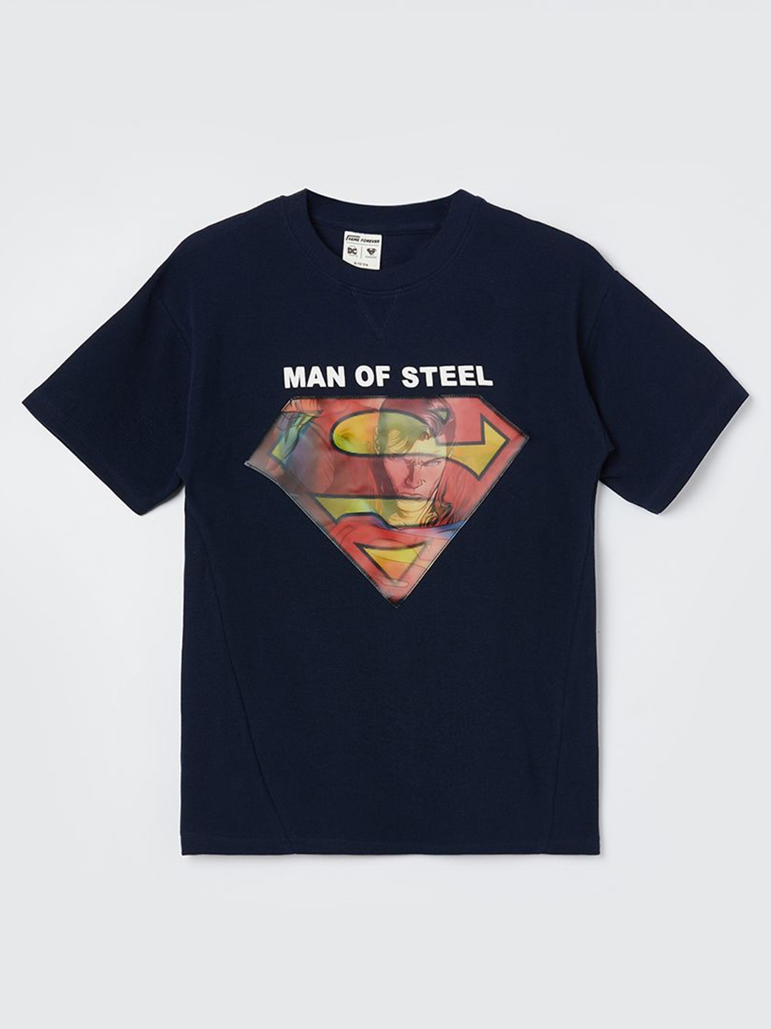 

Fame Forever by Lifestyle Boys Superman Graphic Printed Round Neck Cotton T-shirt, Navy blue