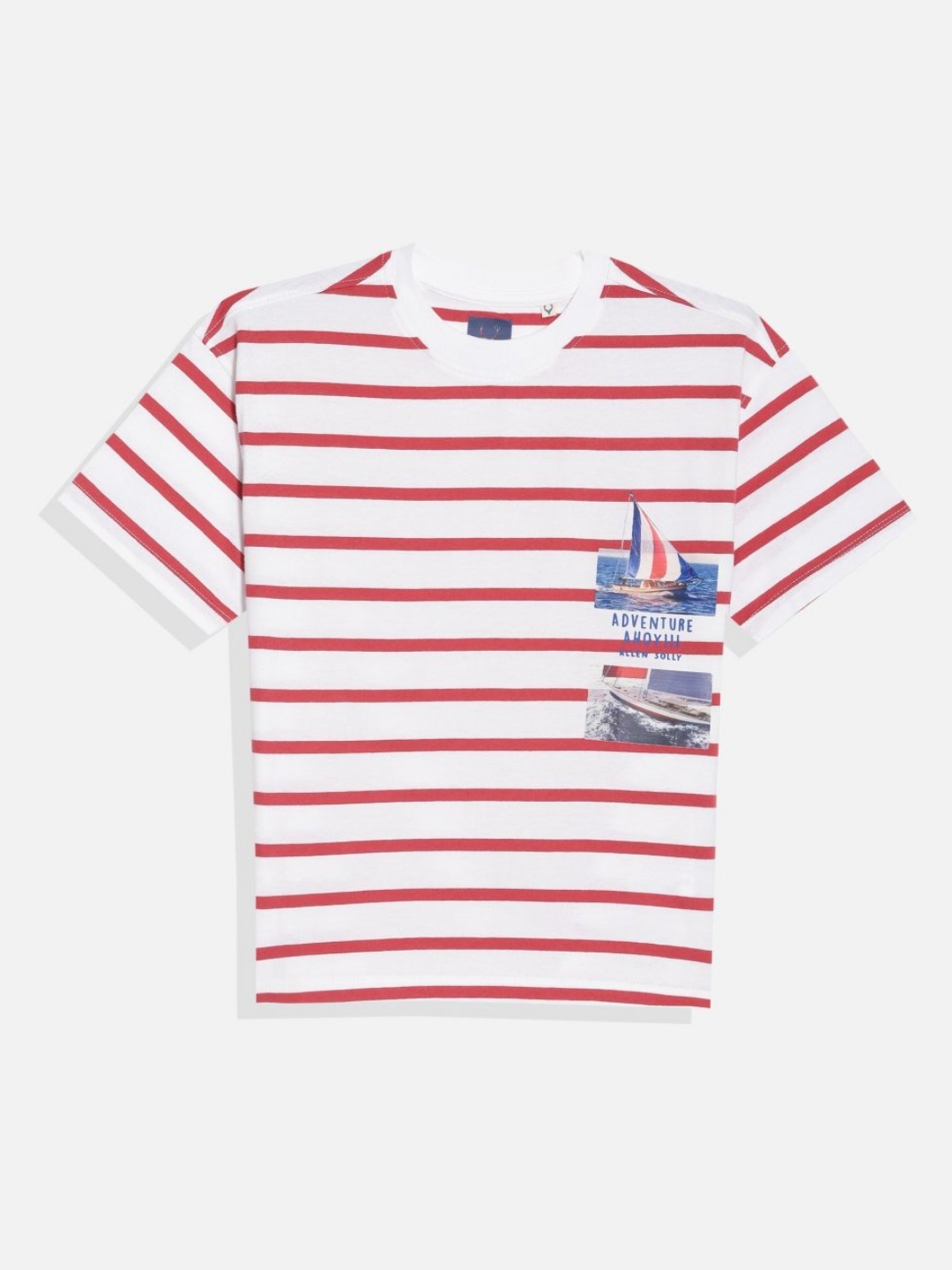 

Allen Solly Junior Boys Striped Round Neck Cotton T-shirt, White