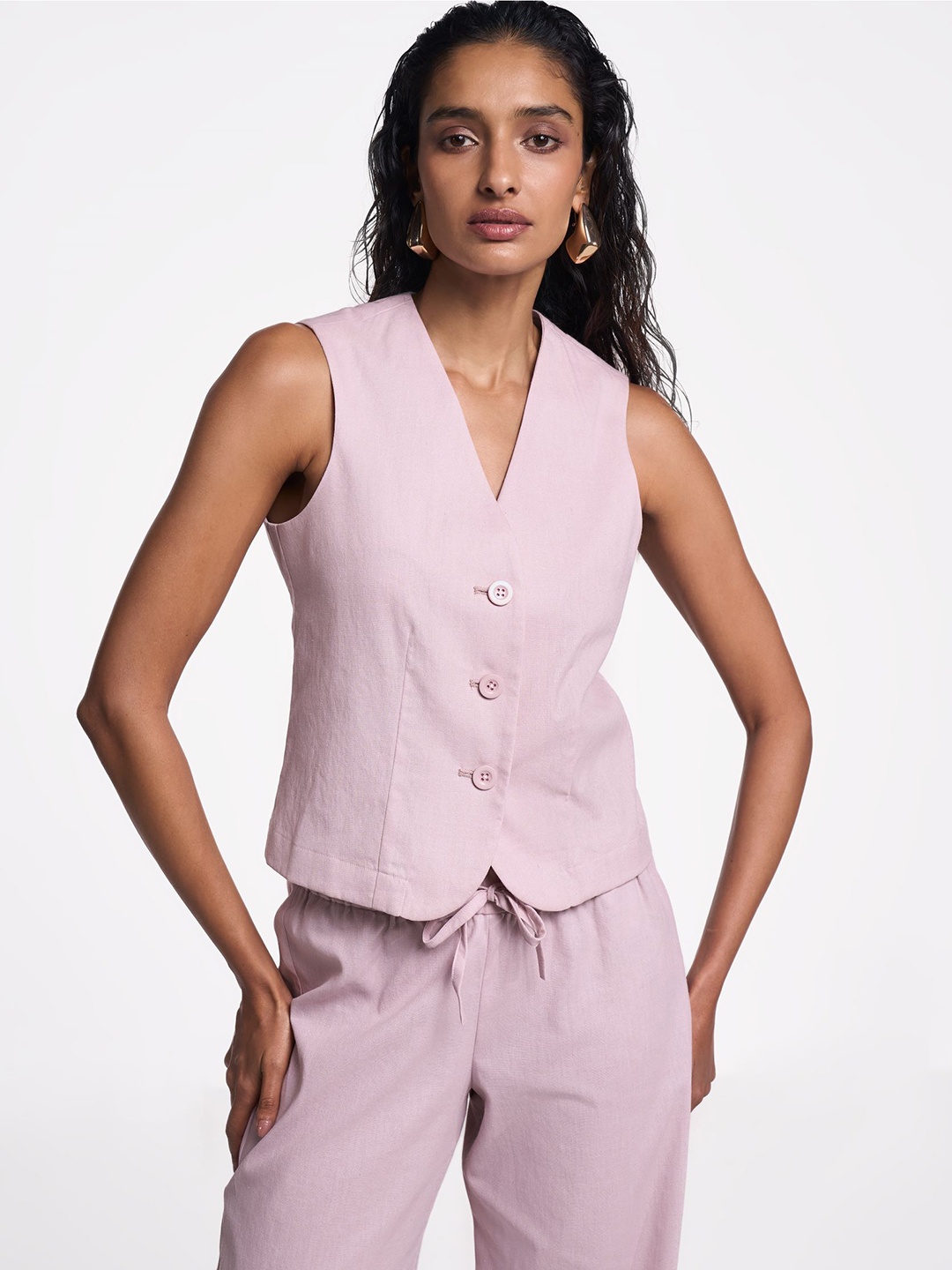 

Terra Luna V-Neck Sleeveless Waistcoat, Mauve