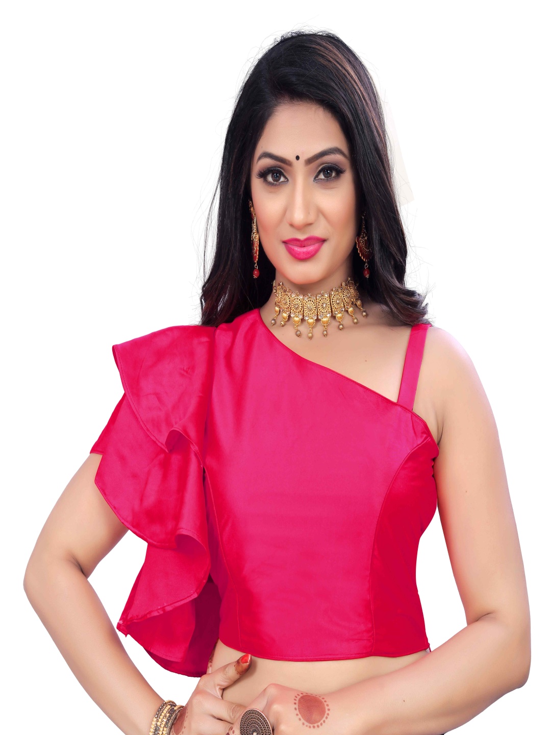 

HERE&NOW One Side Shoulder Saree Blouse, Pink