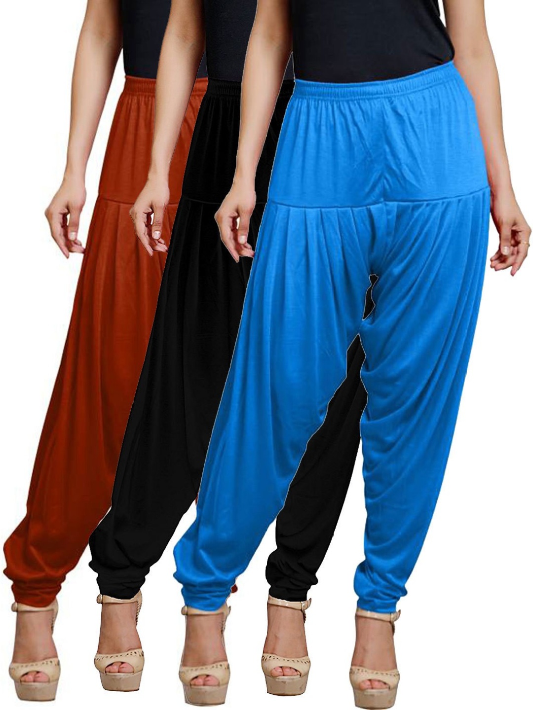 

AFRA GARMENTS Women Pack Of 3 Mid-Rise Loose-Fit Patiala, Blue