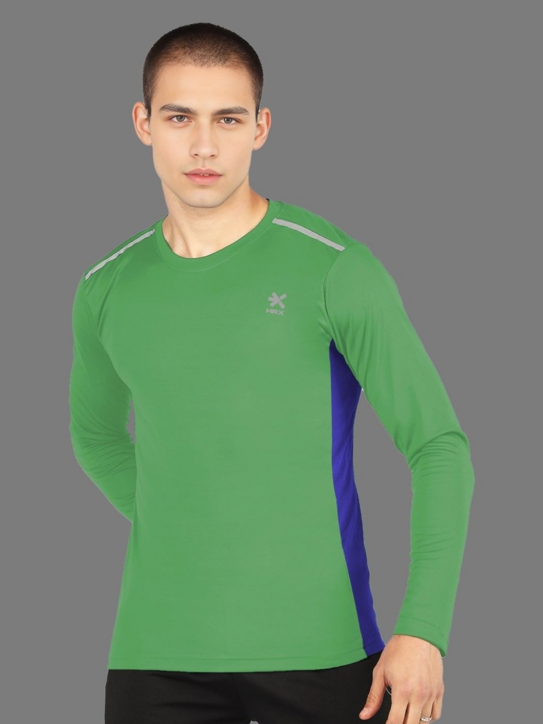 

HRX by Hrithik Roshan Men Colourblocked Round Neck T-shirt, Green