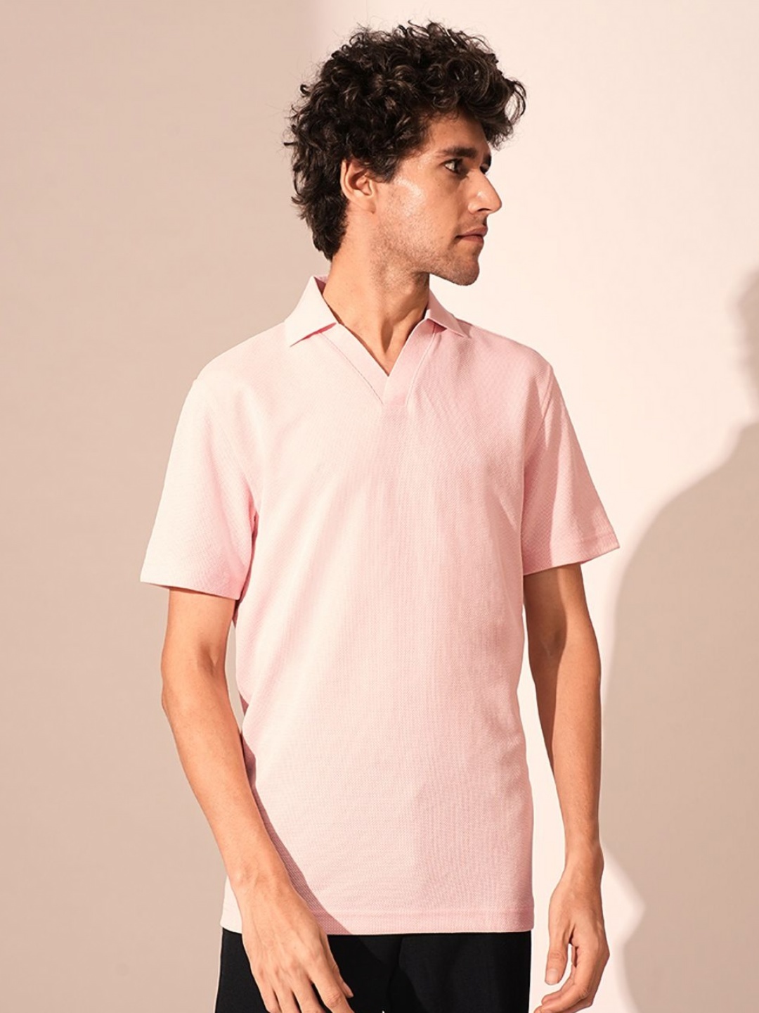 

SELECTED Men Solid Polo Collar Relaxed Fit T-shirt, Pink