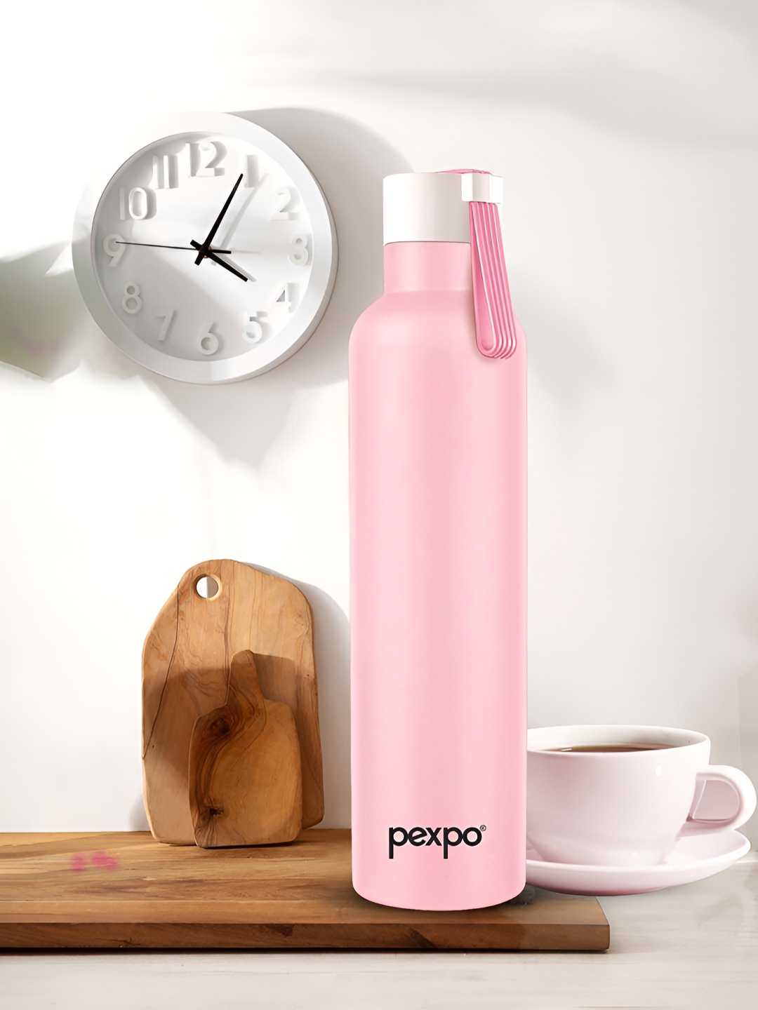 

Pexpo Pink & White Brand Logo Stainless Steel Double Wall Vacuum Water Bottle-750 ML