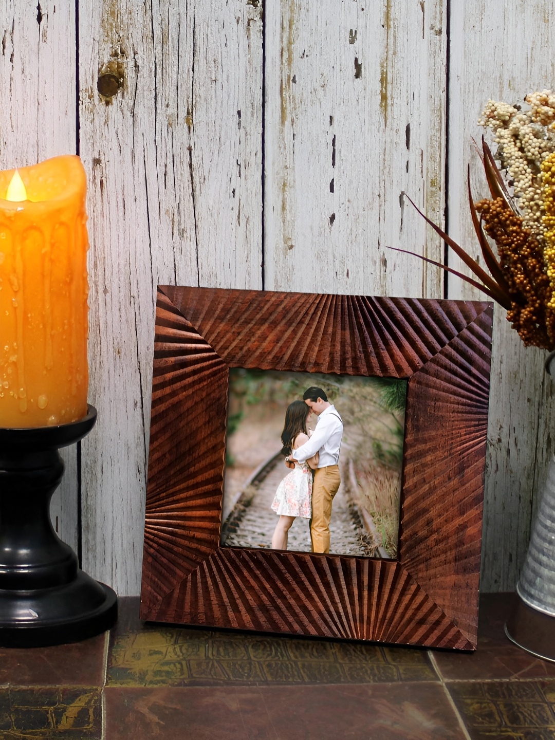 

Art Street Brown Self Design Printed MDF Table Photo Frames