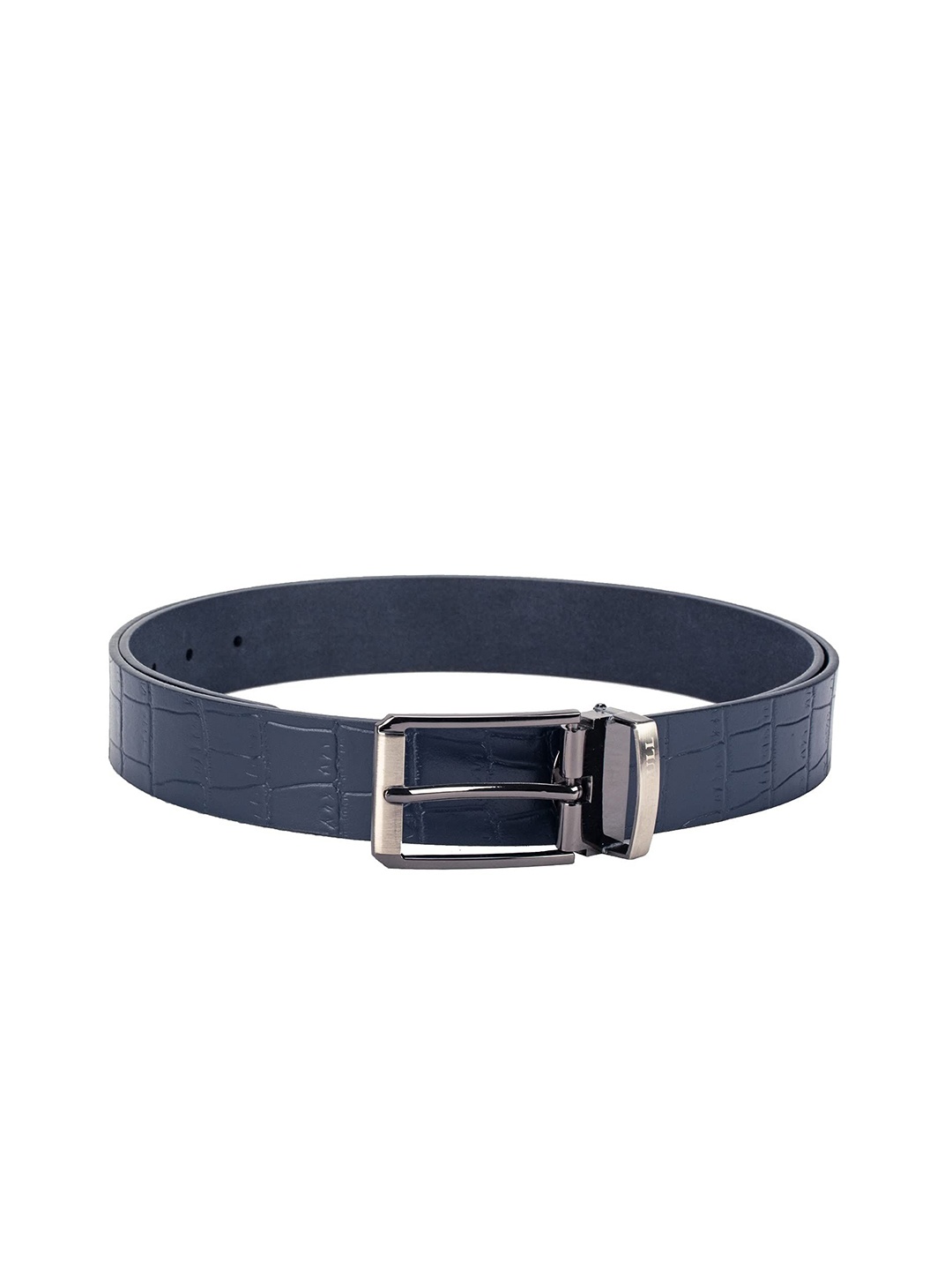 

Hornbull Men Checked Leather Belt, Navy blue