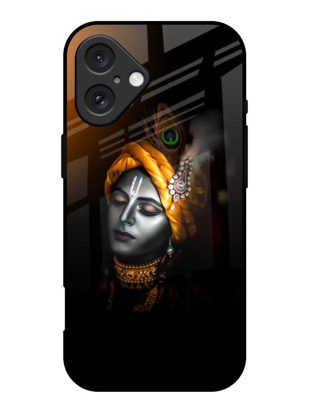 

QRIOH Ombre Krishna Printed iPhone 16 Back Case, Black