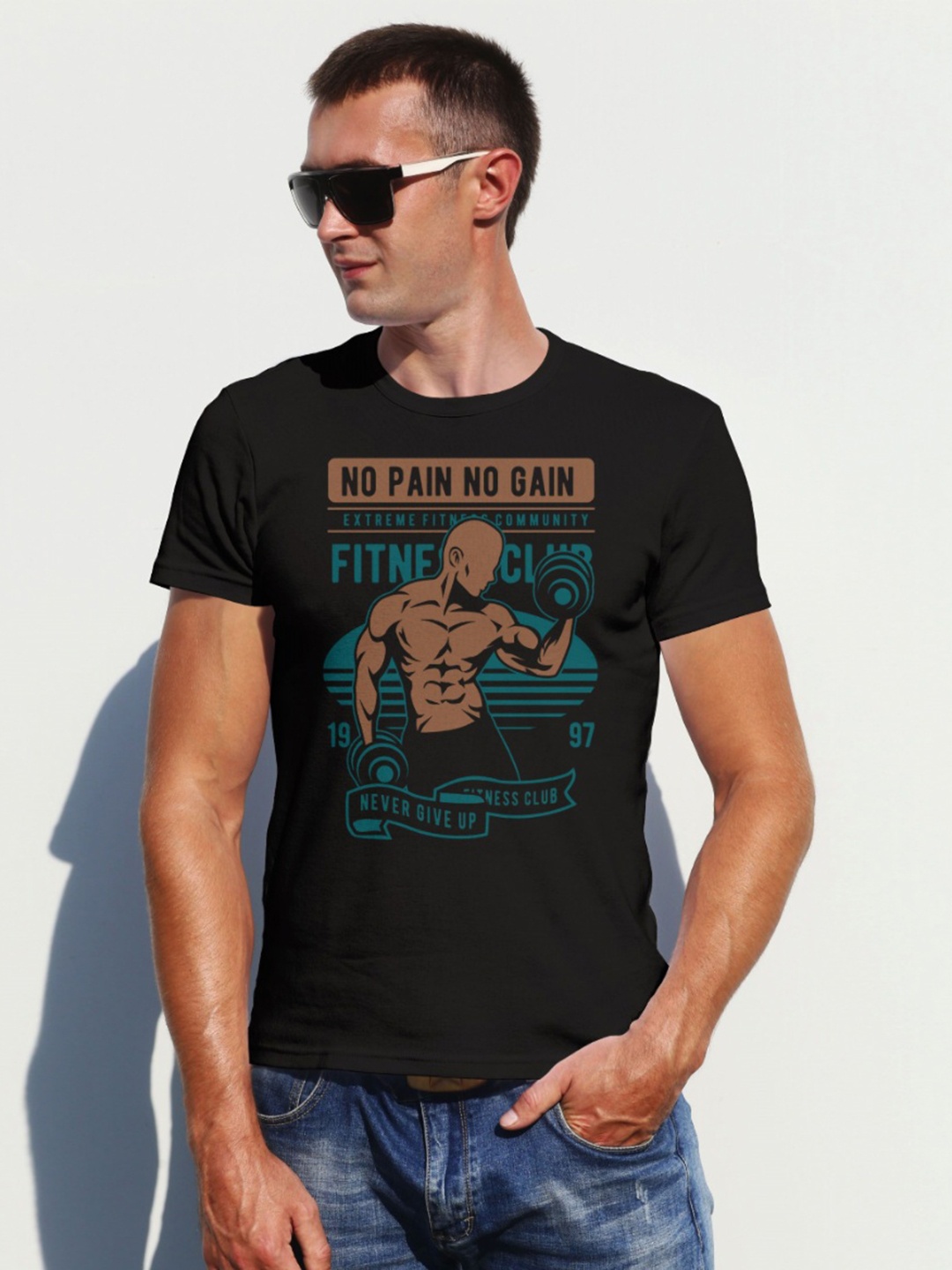 

Moda Rapido Men Graphic Printed Round Neck Cotton T-shirt, Black