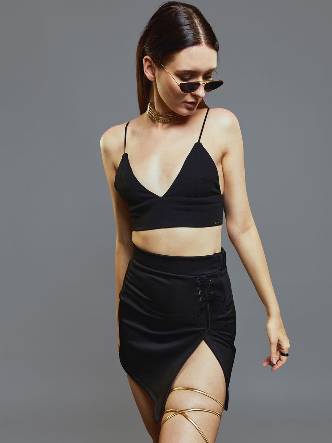 

The Forbidden Fruit Women Lace-Up Pencil Mini Skirt, Black