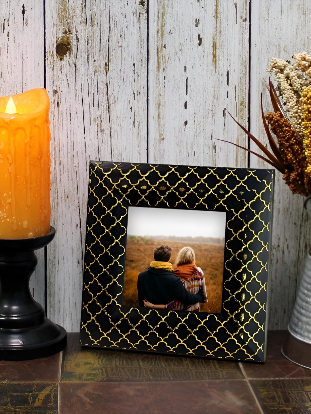 

Art Street Black Square Shaped Self Design Printed MDF Table Photo Frames