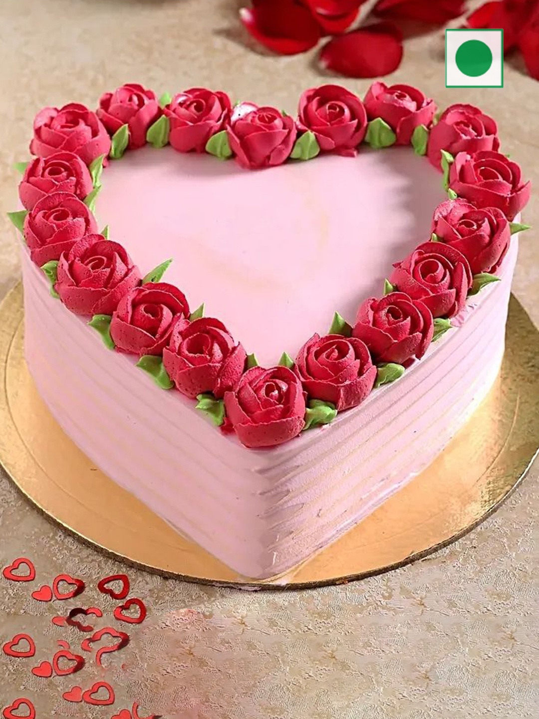 

fnp Chocolate Flavor Eggless Heart Cake-500g, Pink