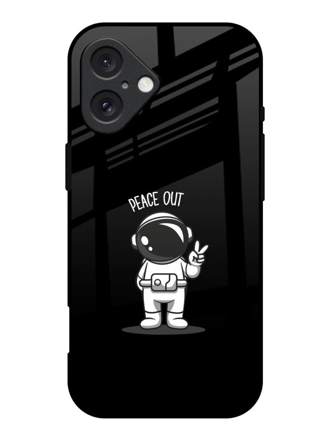 

QRIOH Peace Out Astro Real Printed iPhone 16 Back Case, Black
