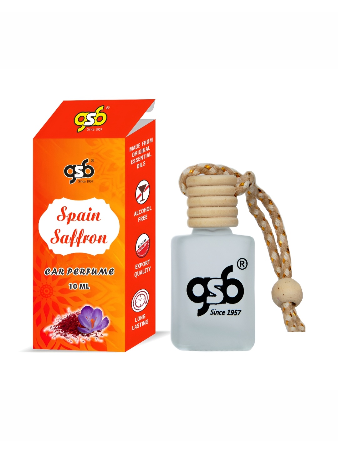 

GSB Spain Saffron Hanging Car Air Freshener - 10 ml, White