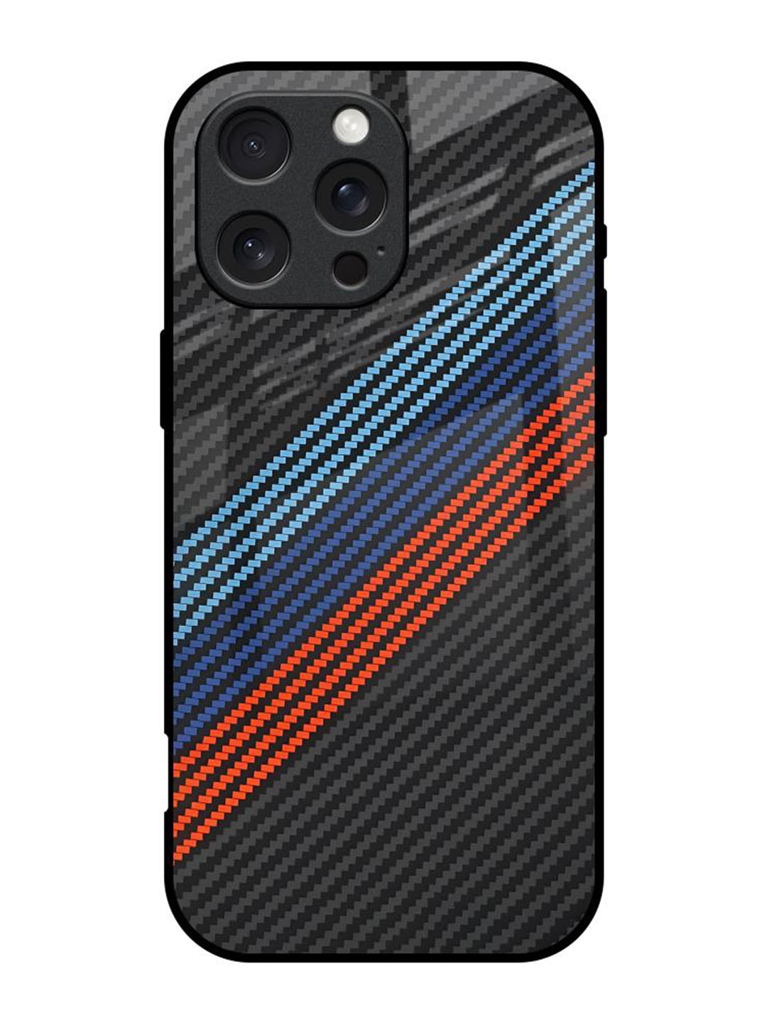

QRIOH Abstract Printed iPhone 16 Pro Back Case Mobile Accessories, Black