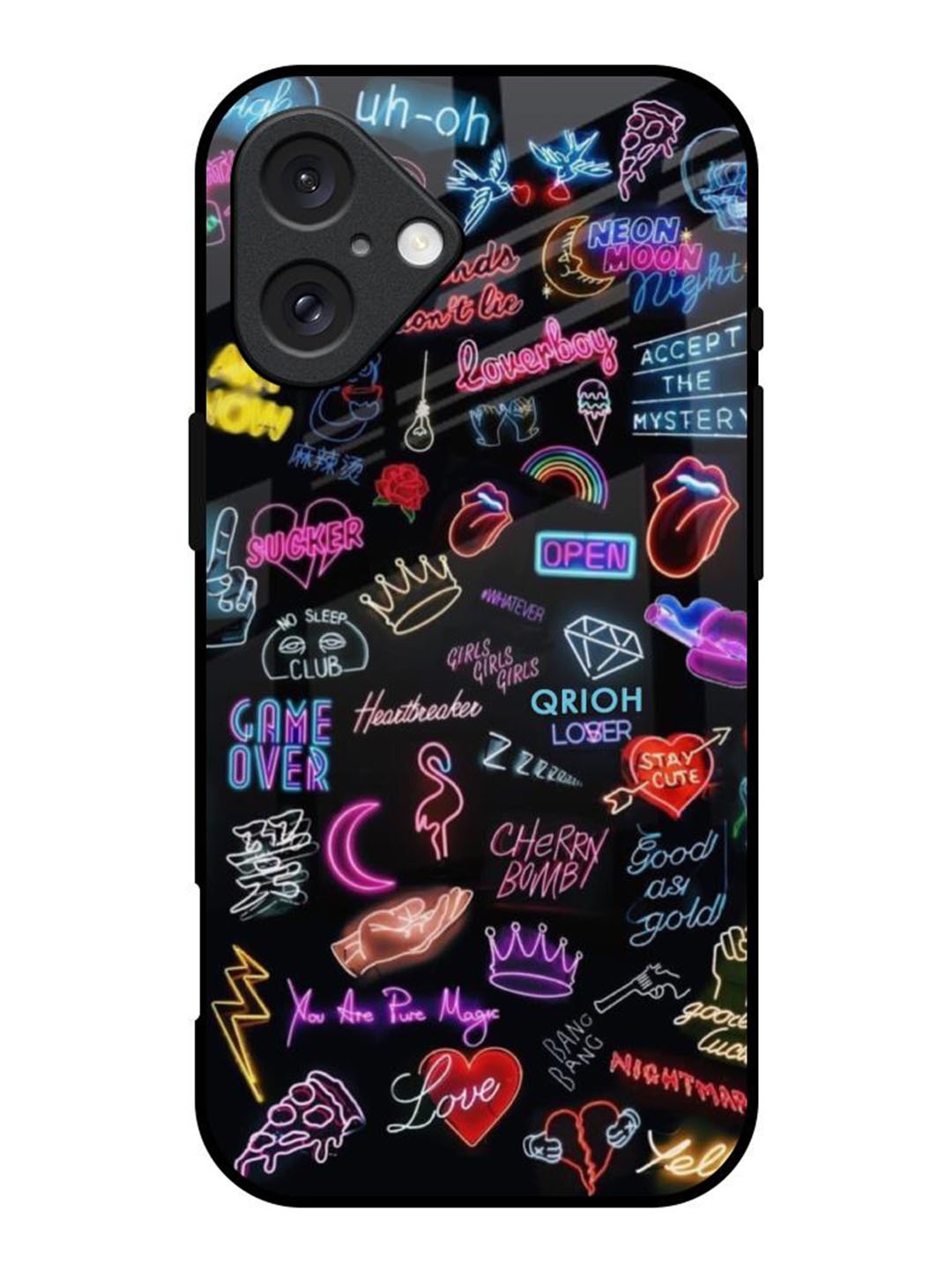 

QRIOH Accept The Mystery Printed iPhone 16 Back Case, Black