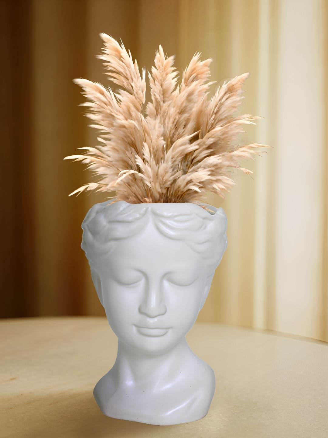 

Cortina White Textured Human Face Shaped Ceramic Vase