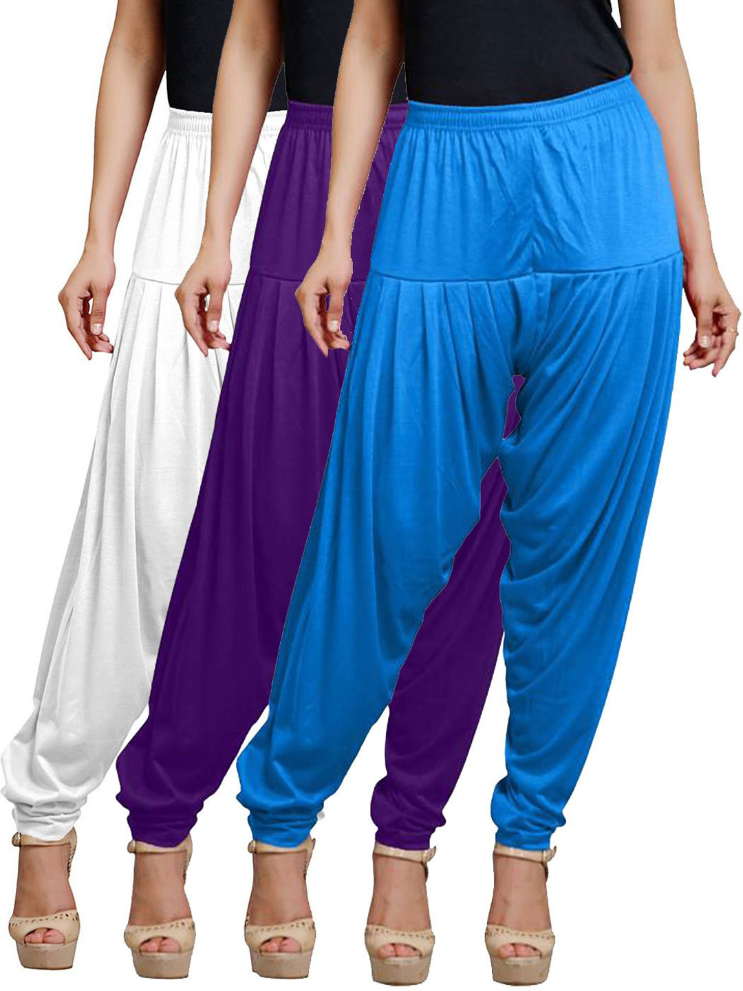 

AFRA GARMENTS Women Pack Of 3 Mid-Rise Loose-Fit Patiala, Blue