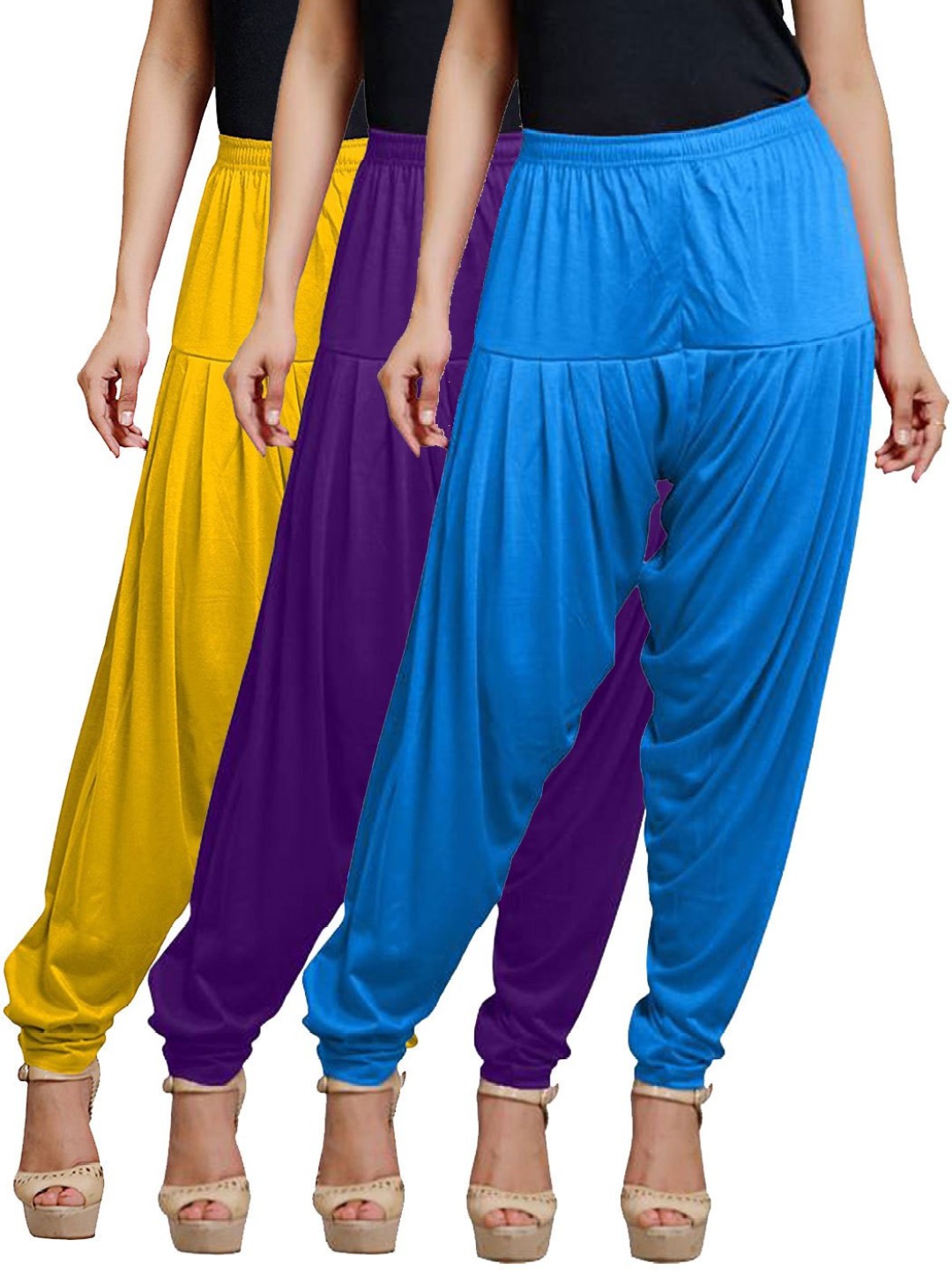 

AFRA GARMENTS Women Pack Of 3 Mid-Rise Loose-Fit Patiala, Violet
