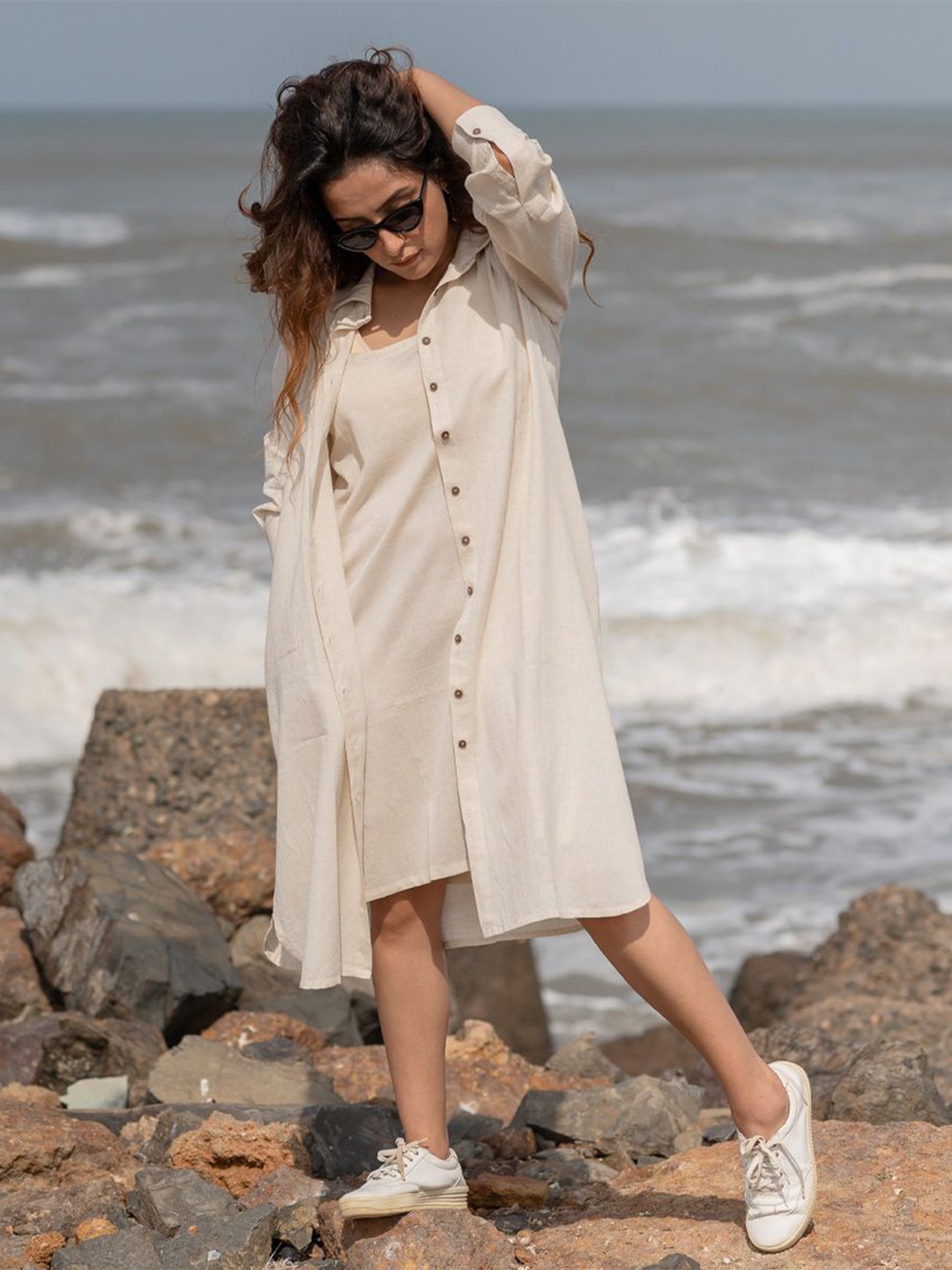 

Babli Eggshell Cream Shirt Dress