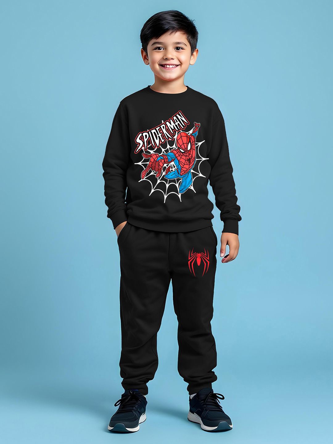 

Marvel by Miss and Chief Boys Spider-Man Printed Sweatshirt With Jogger, Black