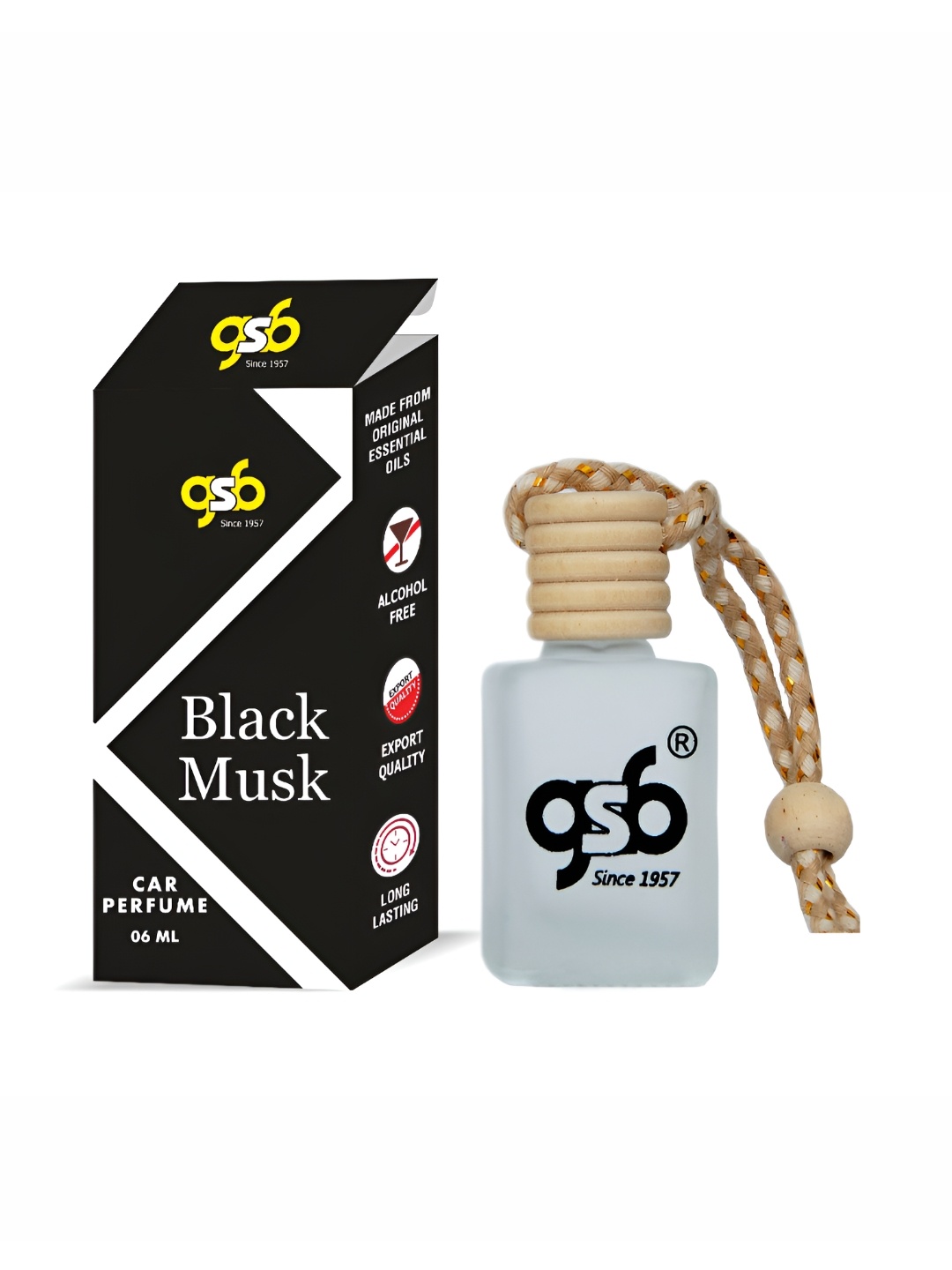 

GSB Black Musk Hanging Car Air Freshener, White
