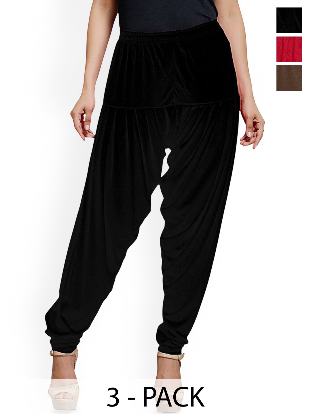 

AFRA GARMENTS Women Pack Of 3 Mid-Rise Loose-Fit Patiala, Maroon