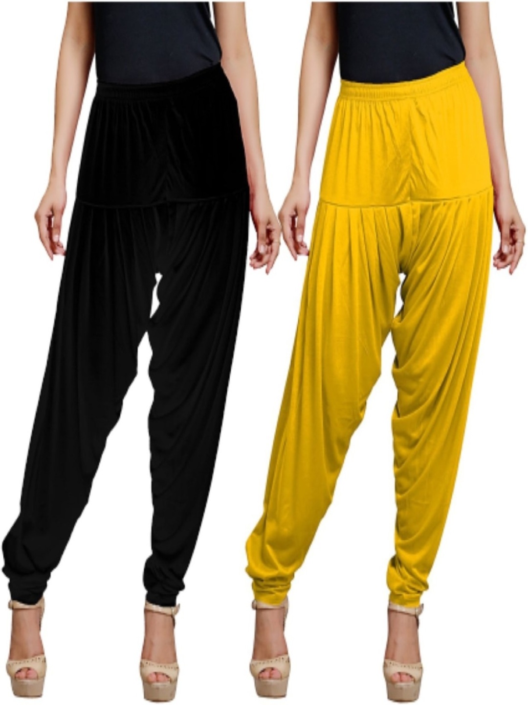 

AFRA GARMENTS Women Pack Of 2 Mid-Rise Loose-Fit Patiala, Yellow