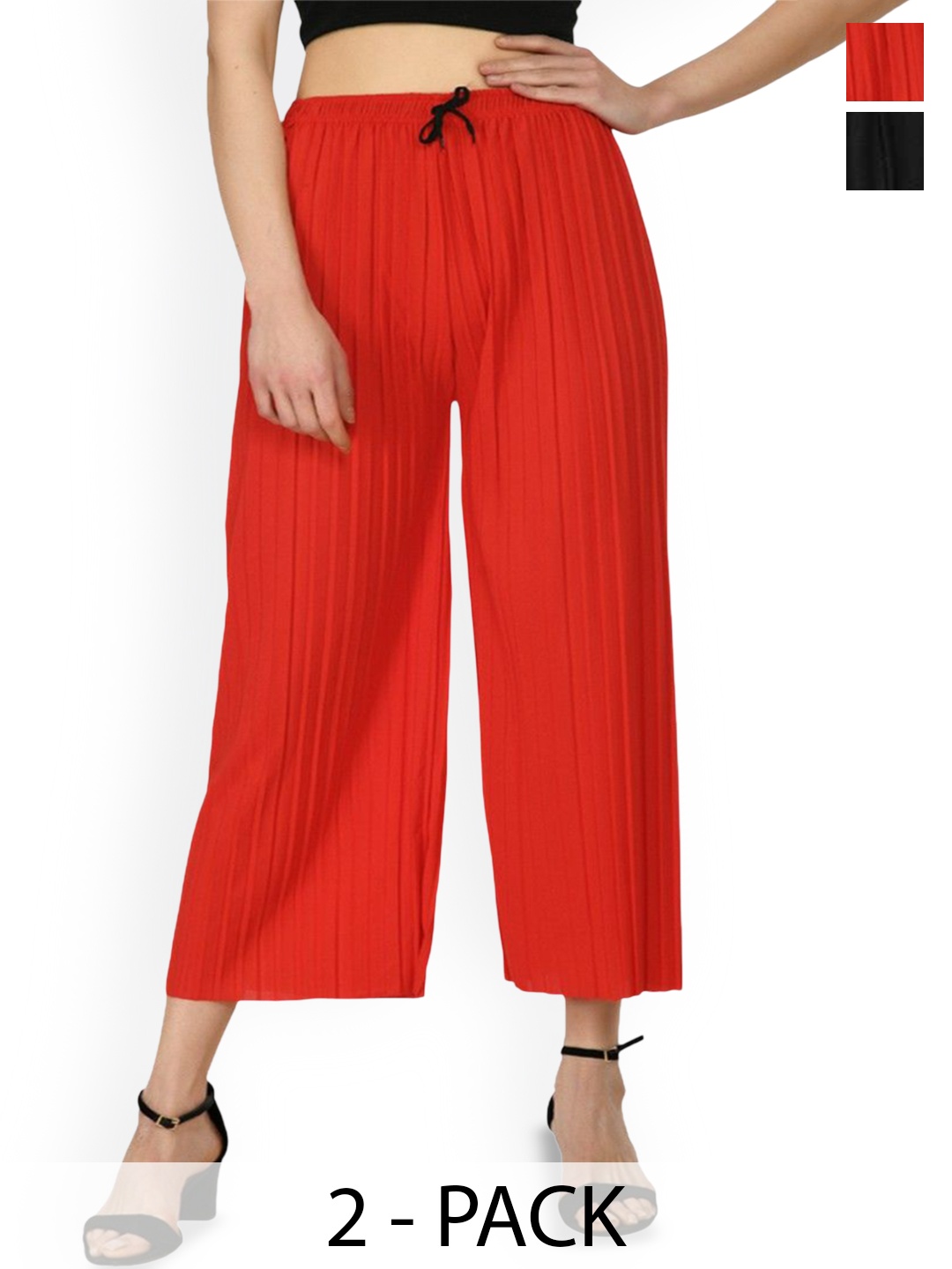 

Purser Women Original Regular Fit Mid-Rise Pleated Culottes Trousers, Red