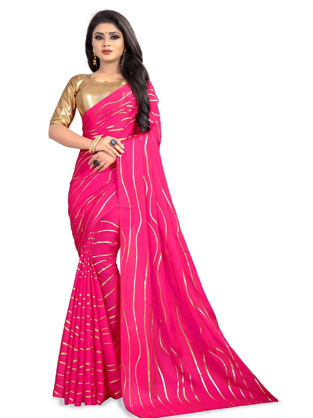 

MOKSHA DESIGNS Leheriya Printed Saree, Pink