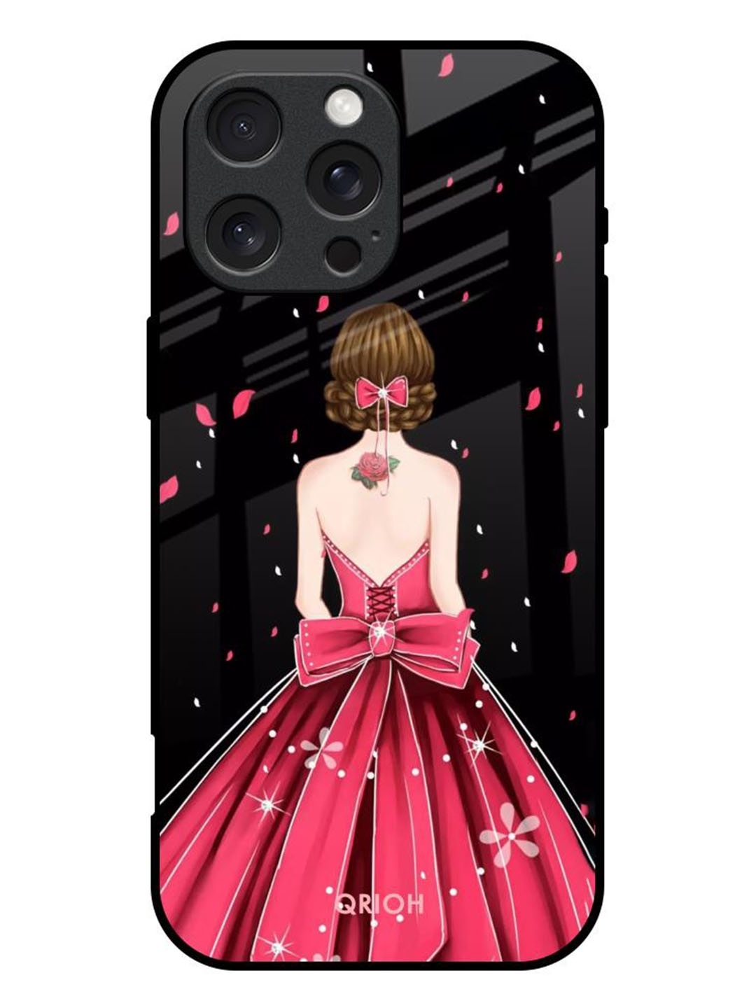 

QRIOH Quirky Printed iPhone 16 Pro Max Back Case Mobile Accessories, Black