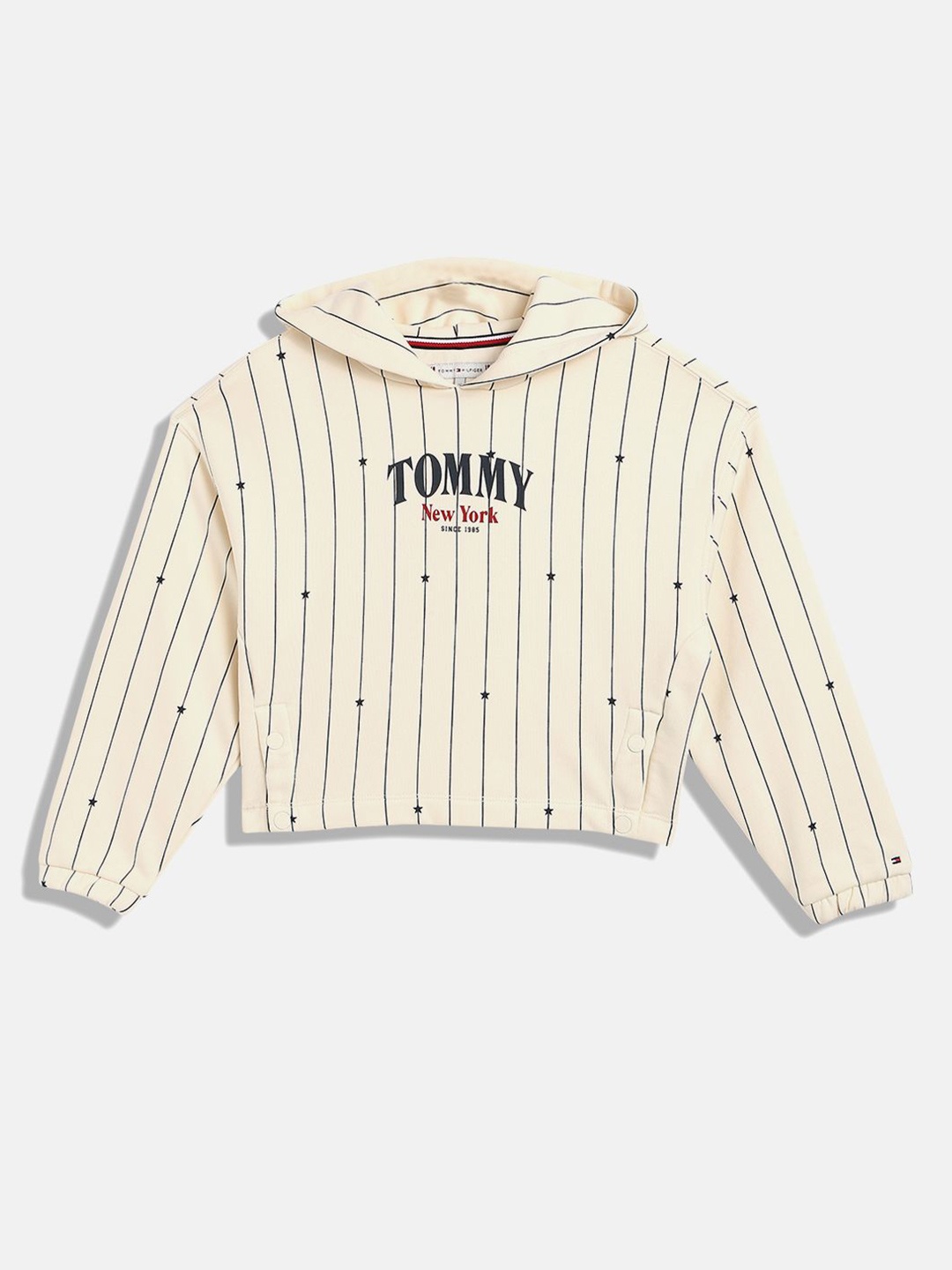 

Tommy Hilfiger Girls Hooded Striped Sweatshirt, Beige