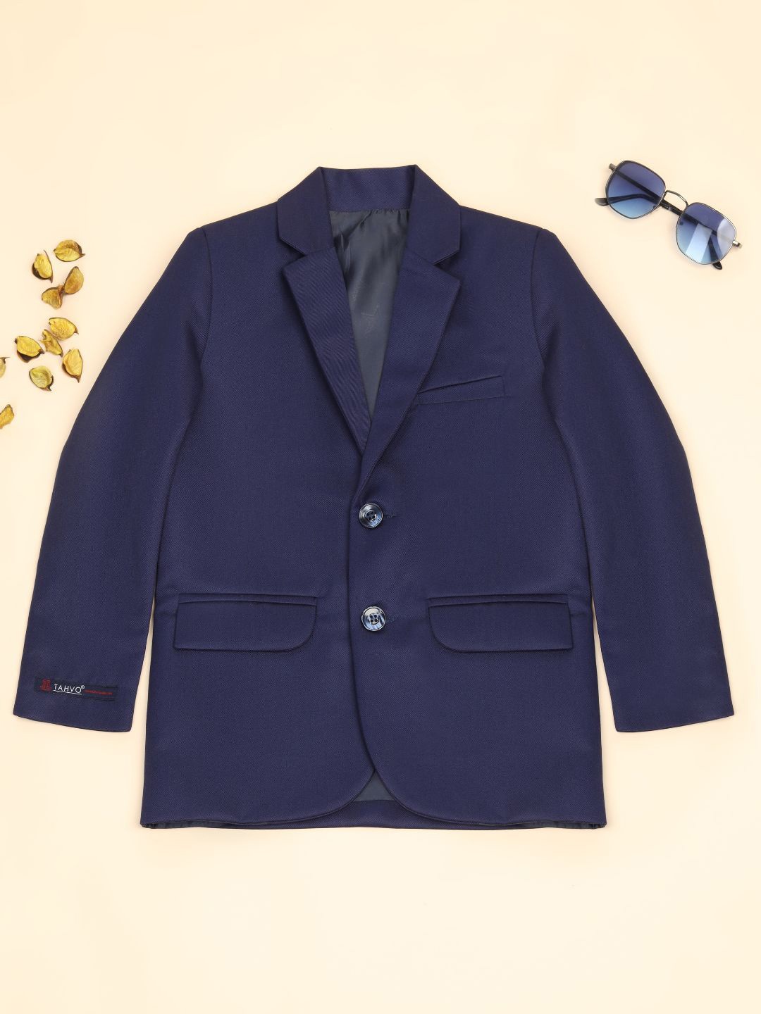 

TAHVO Boys Notched Lapel Single-Breasted Formal Blazer, Blue