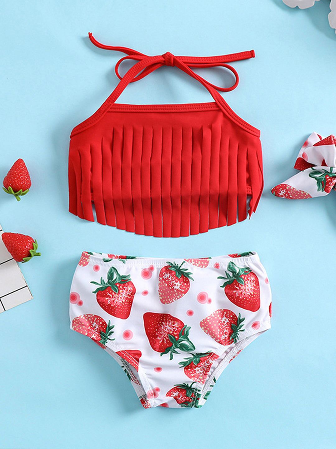 

YK Infant Girls Printed Top & Briefs Swim Set, Red
