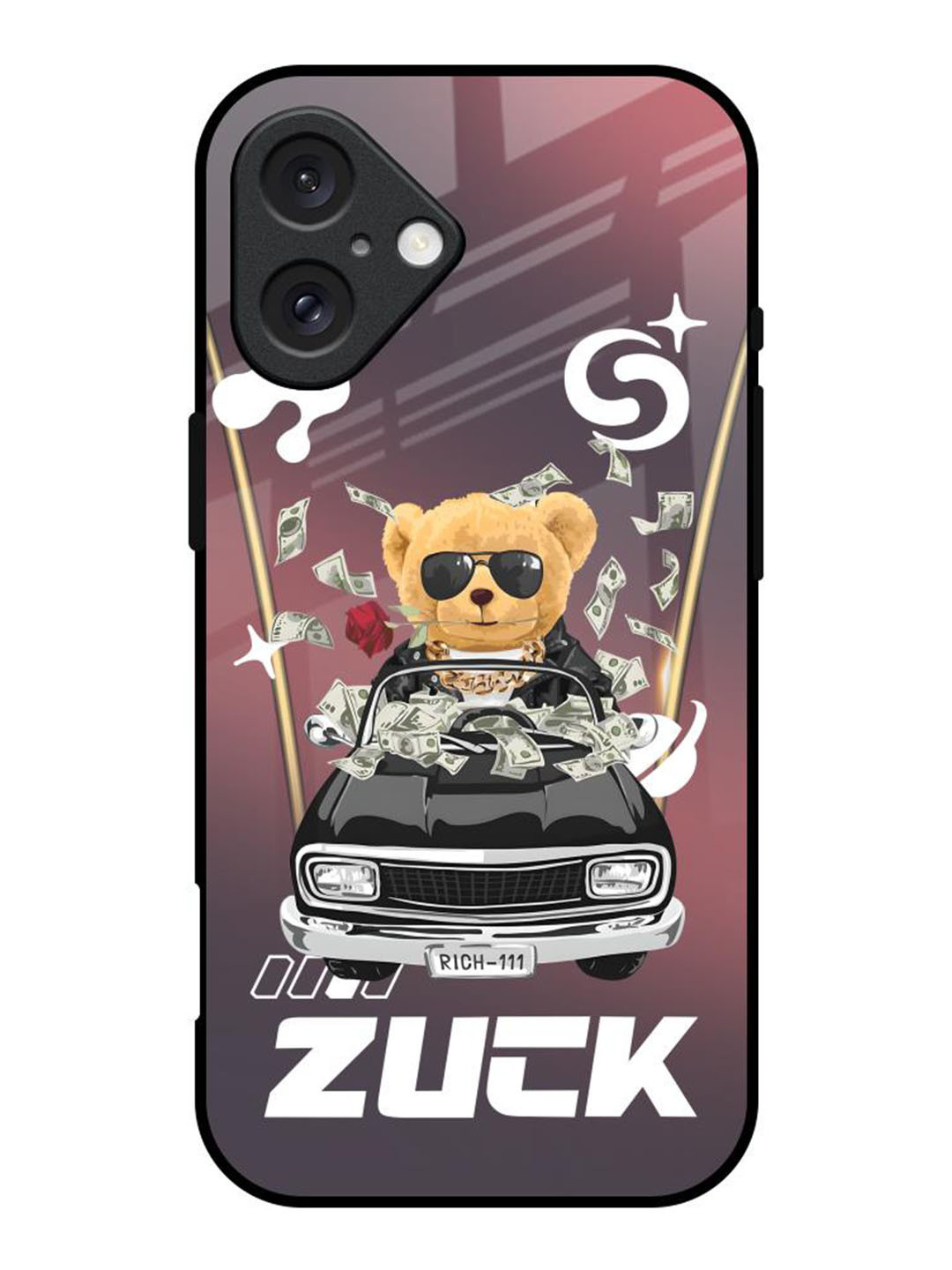

QRIOH Money Madness Printed iPhone 16 Back Case, Brown