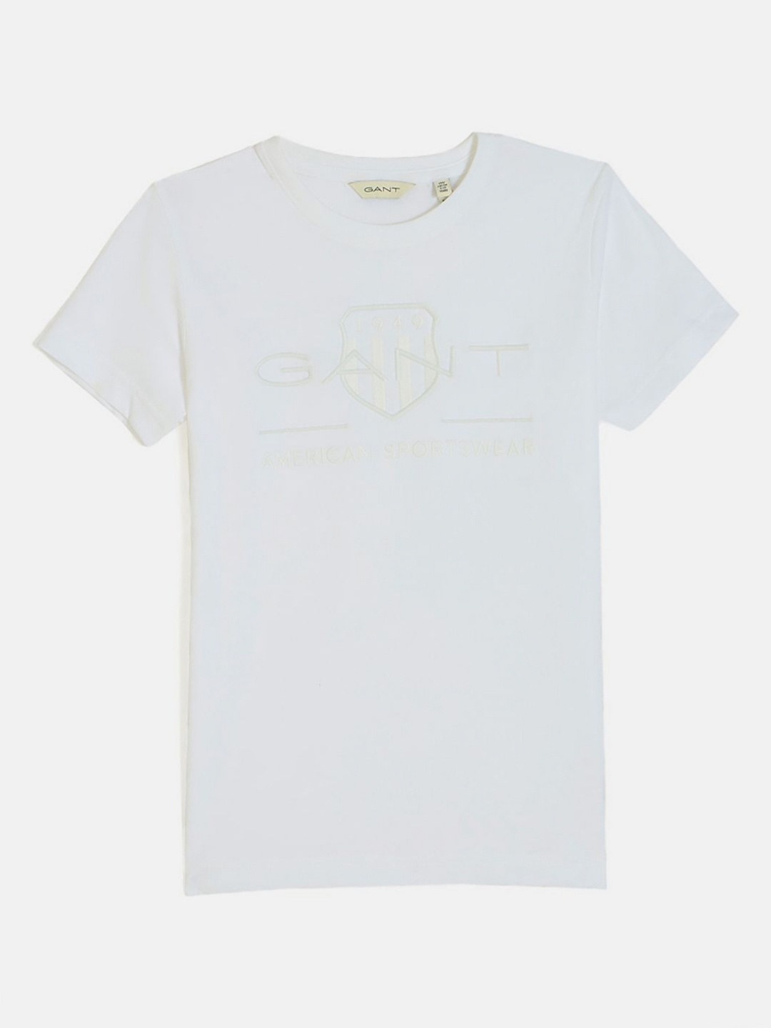 

GANT Boys Brand Logo Printed Round Neck Cotton T-shirt, White