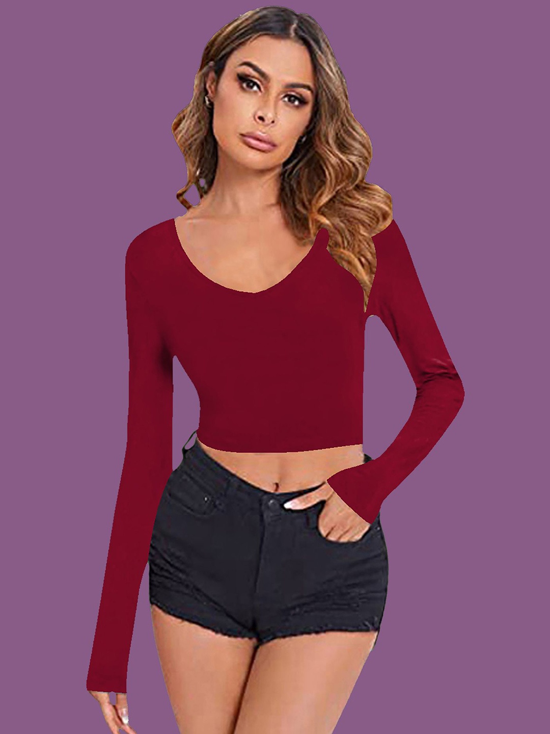 

Dream Beauty Fashion Crop Top, Maroon