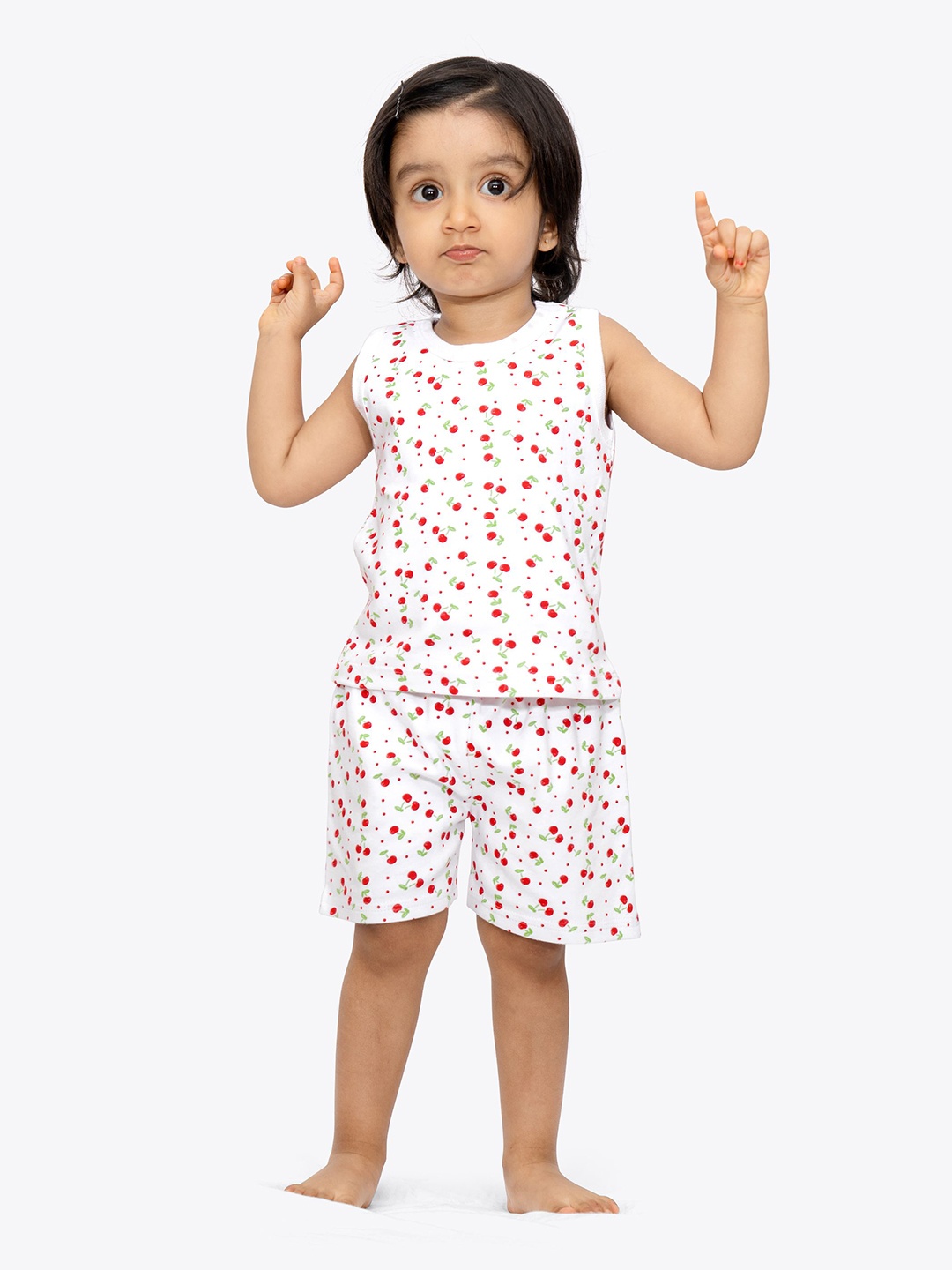 

ariel Kids Printed Pure Cotton T-Shirt With Shorts, White