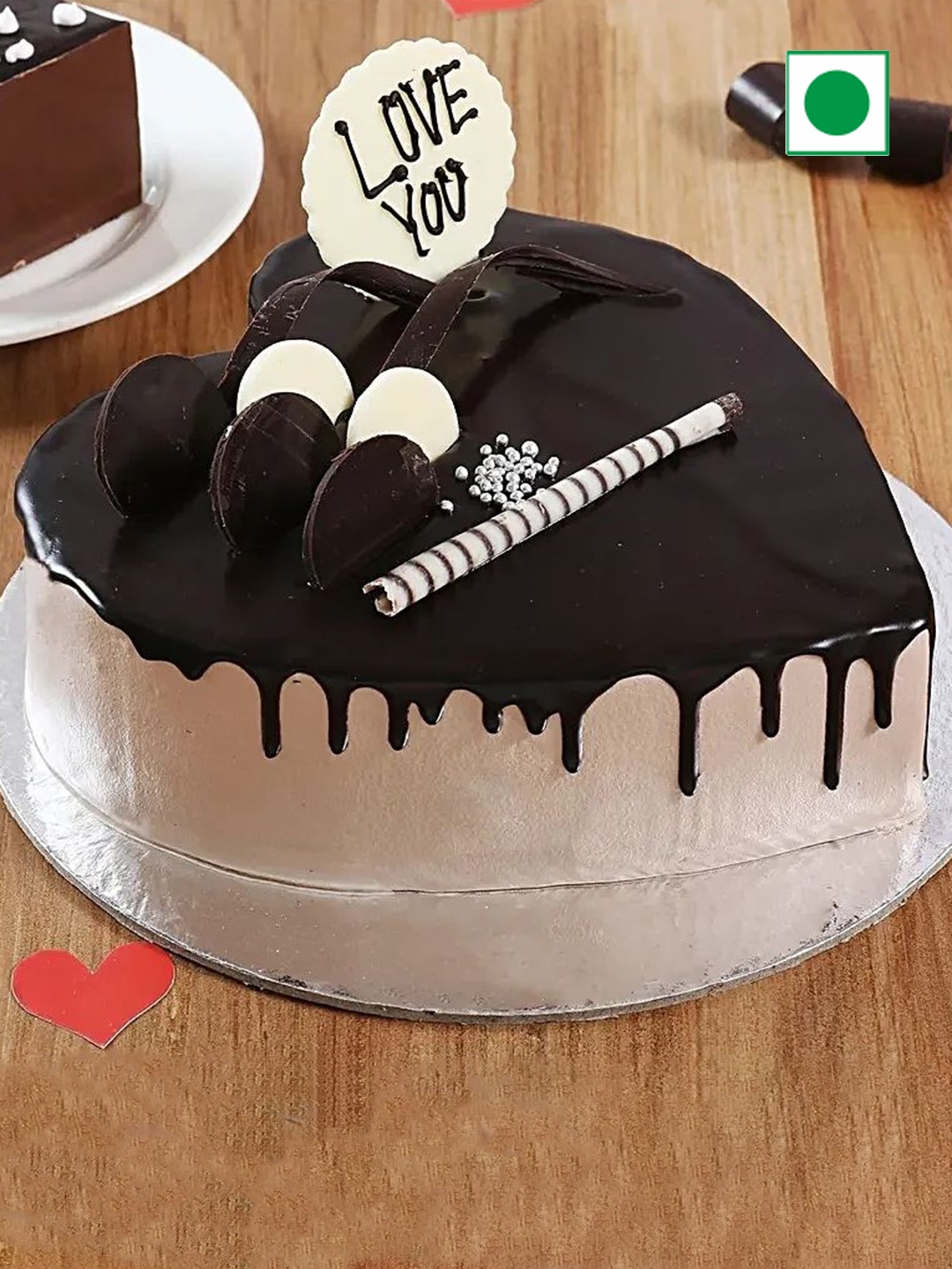

fnp Chocolate Flavor Eggless Heart Cake - 500g, Black
