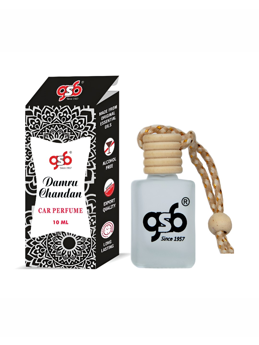 

GSB Damru Chandan Hanging Car Air Freshener, Transparent