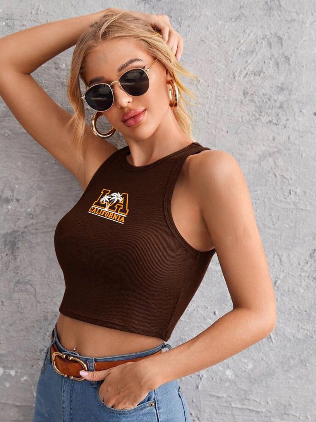 

TABADTOD Crop Top, Brown