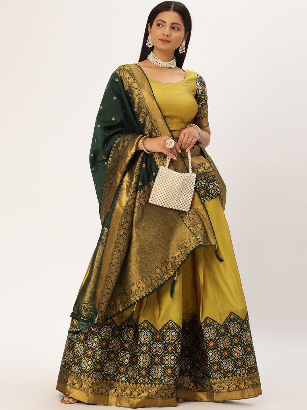 

DIVASTRI Semi-Stitched Lehenga & Unstitched Blouse With Dupatta, Yellow