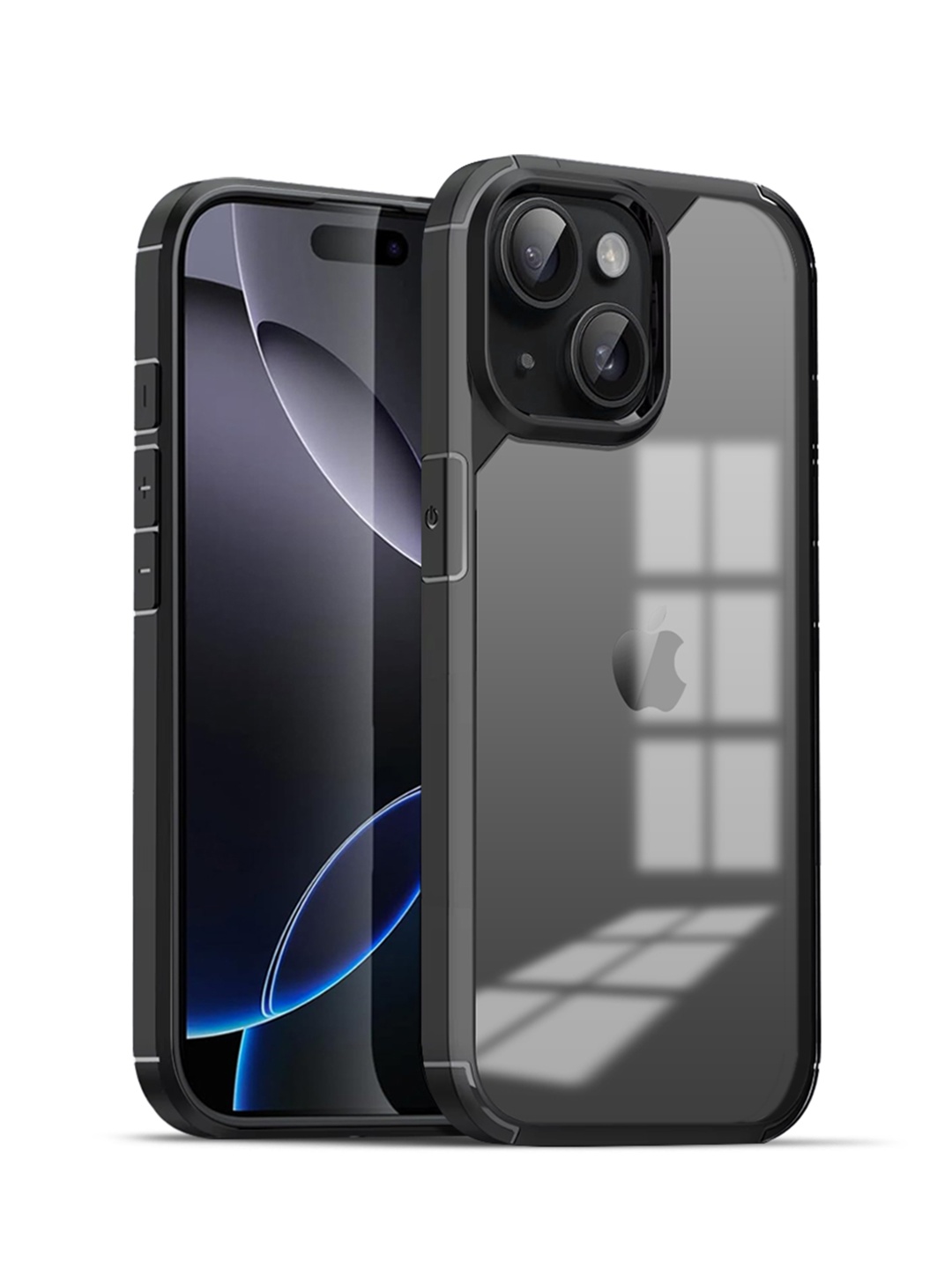 

Karwan Solid iPhone 15 Bumper Shockproof Bumper Back Case, Black