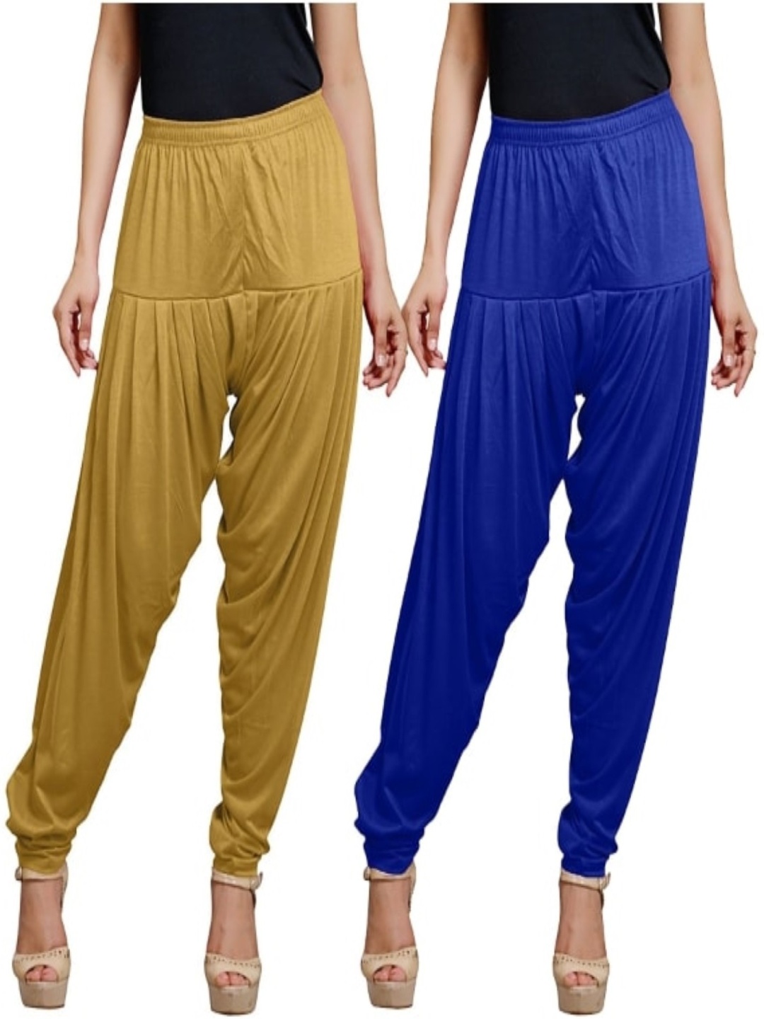

AFRA GARMENTS Women Pack Of 2 Mid-Rise Loose-Fit Cotton Patiala, Blue