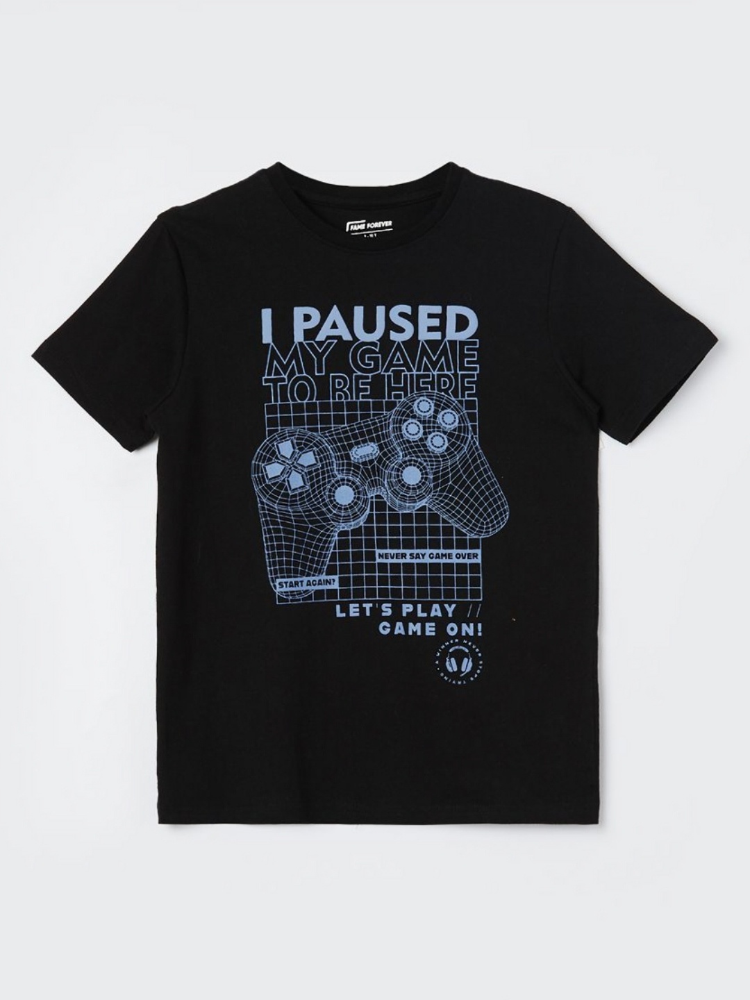 

Fame Forever by Lifestyle Boys Graphic Printed Round Neck Cotton T-shirt, Black