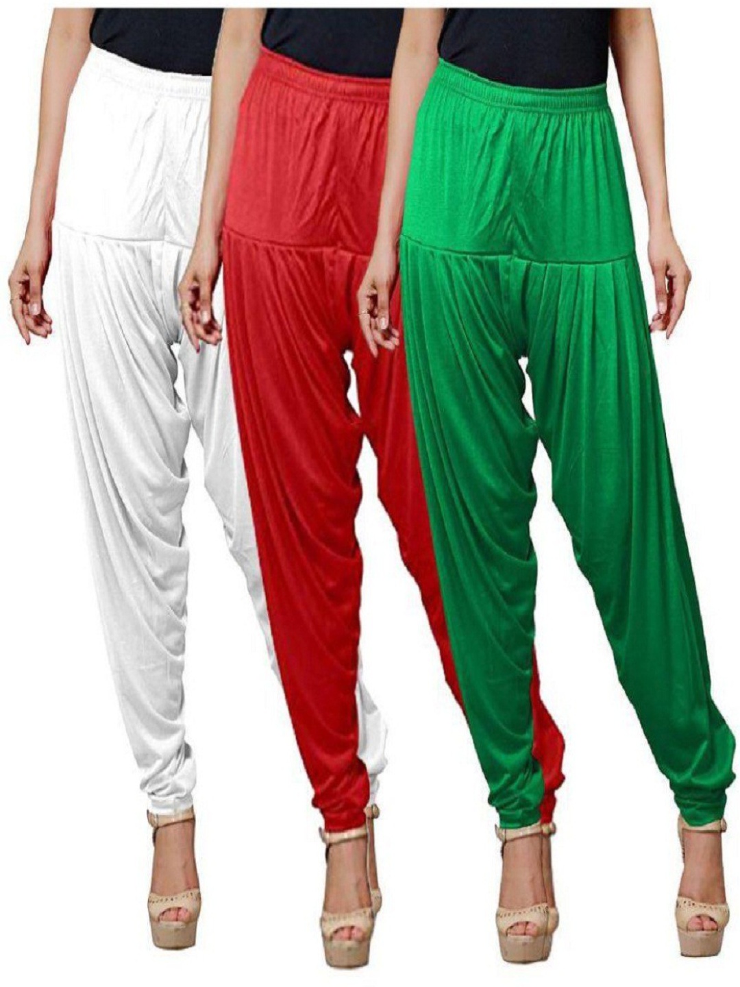 

AFRA GARMENTS Women Pack Of 3 Loose-Fit Patiala, Green