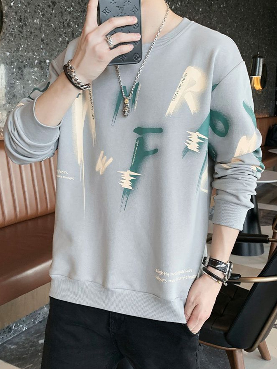 

FABRIPPLE Men Typography Printed Round Neck T-shirt, Grey