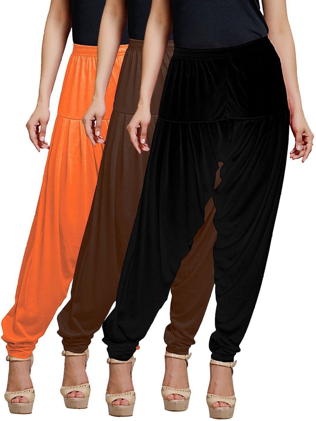 

AFRA GARMENTS Women Pack Of 3 Mid-Rise Loose-Fit Patiala, Orange
