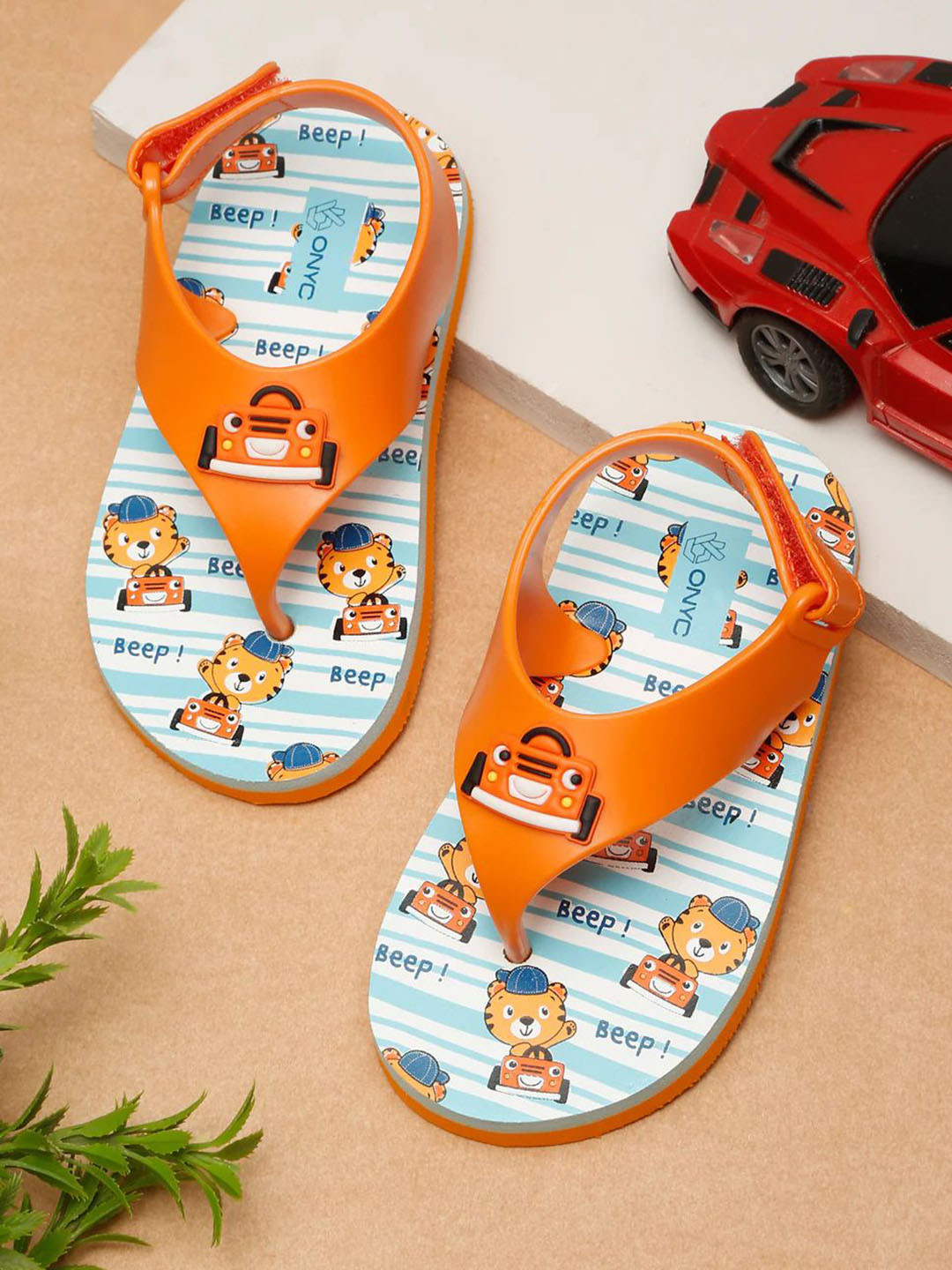 

ONYC Unisex Kids Printed Thong Flip-Flops, Orange