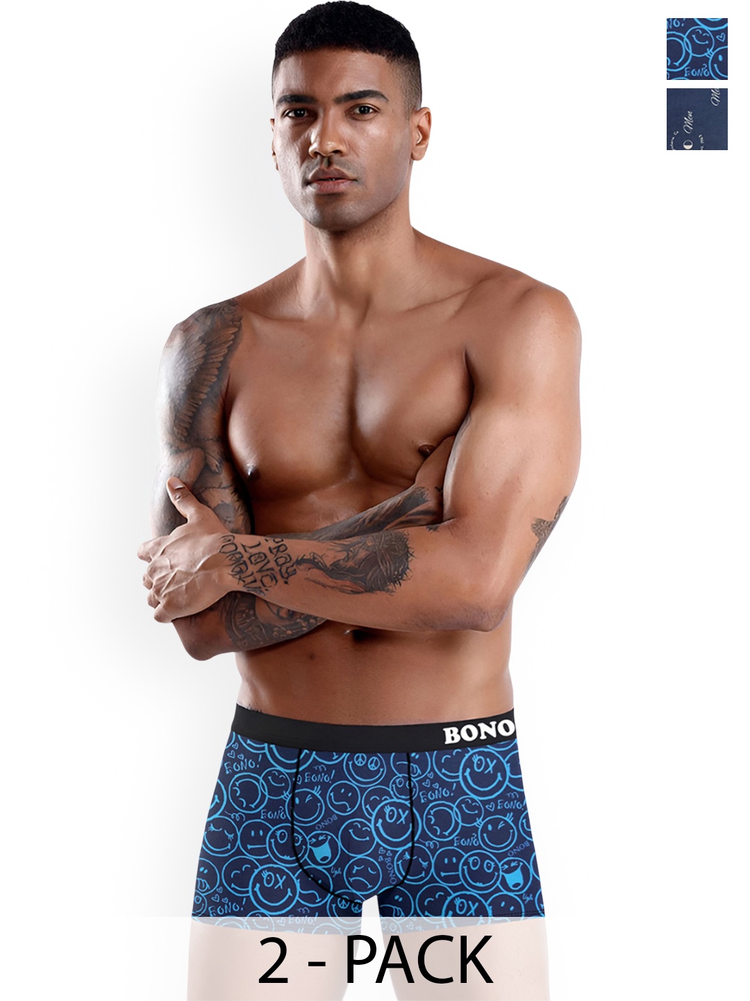 

DISPENSER Men Pack Of 2 Printed Anti Bacterial Stretchable Trunks C9-C11-M, Blue