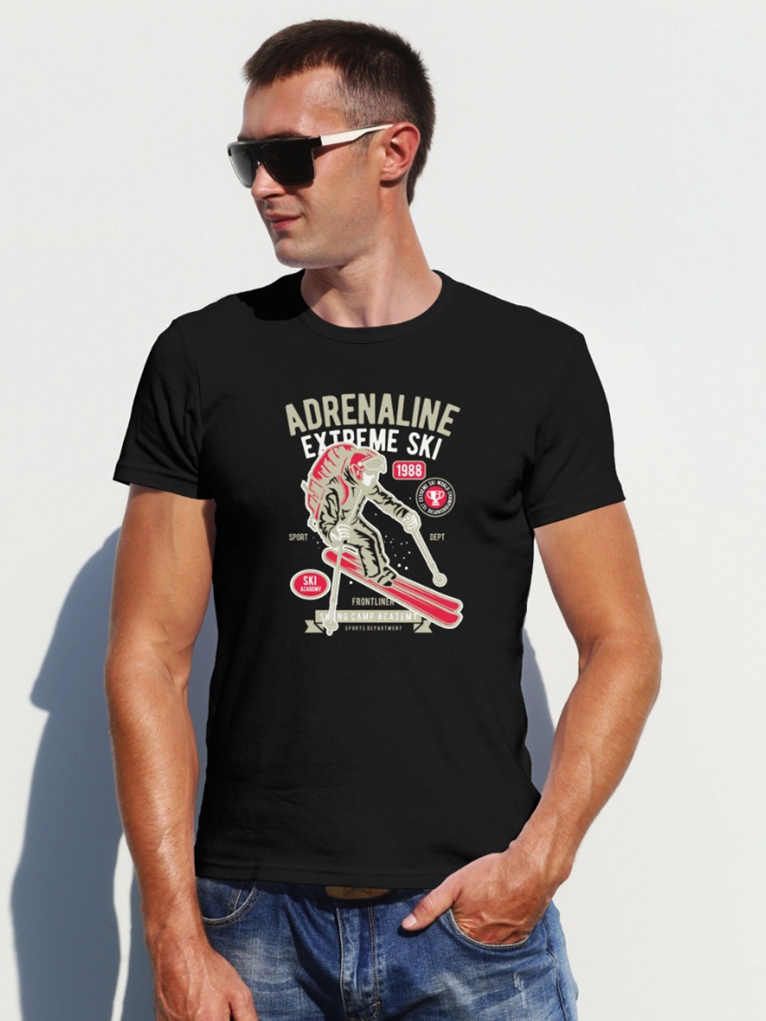 

Moda Rapido Men Graphic Printed Round Neck Cotton T-shirt, Black